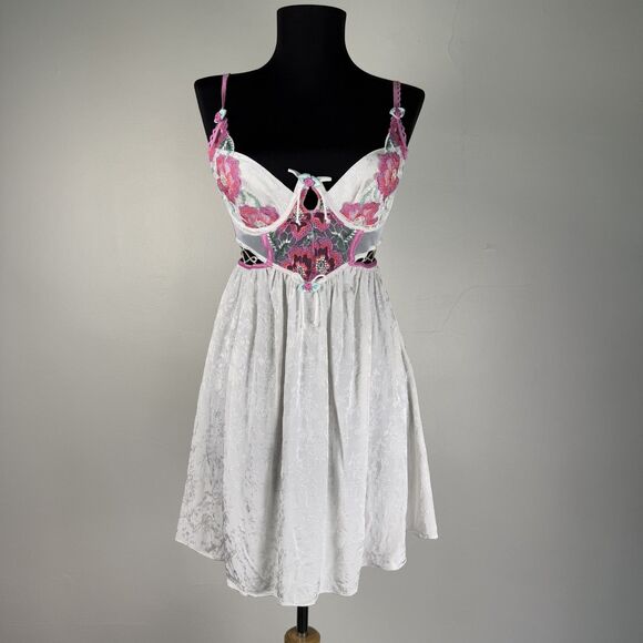 For Love & Lemons Festival Floral Lace Slip Dress | Embroidered Flowers - Picture 3 of 15